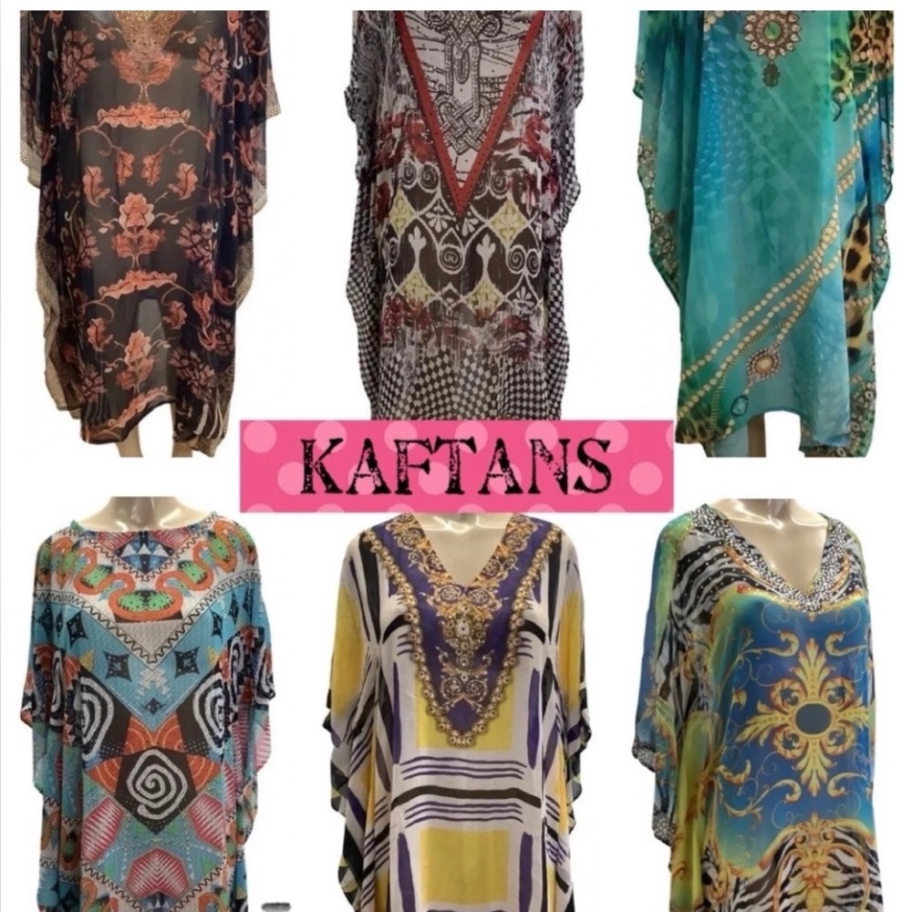 12pcs Multicolor One Size Printed Kaftan Tops Long and Short Styles, New No Tag